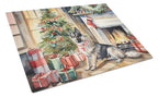 Norwegian Elkhound Cozy Christmas Glass Cutting Board