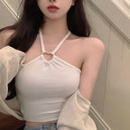 Korean Women's Solid Color Slim Sexy Bodysuit Top
