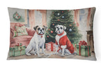 White Boxer Christmas Throw Pillow
