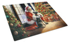 Schnauzer and Santa Claus Glass Cutting Board