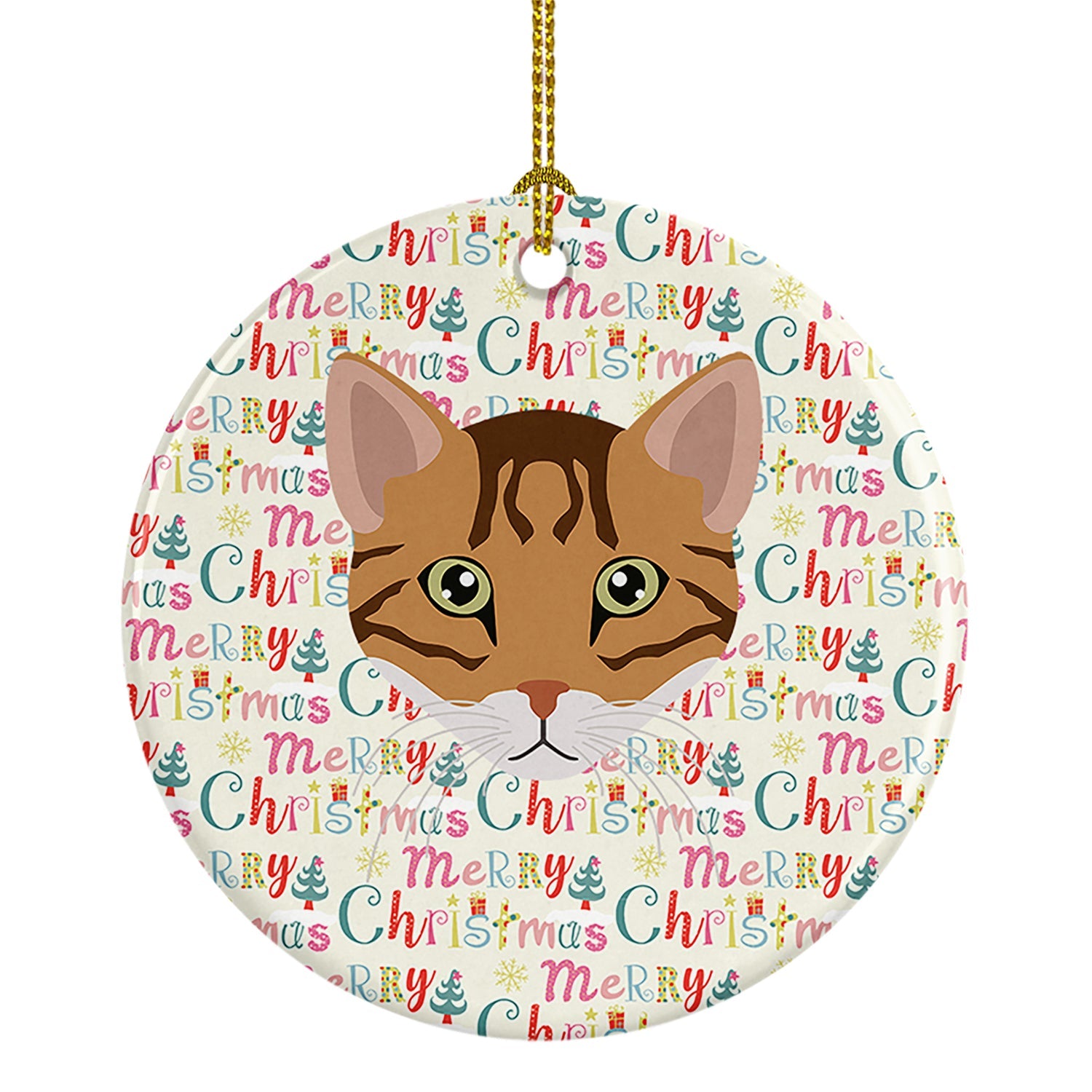 Cheetoh Cat Christmas Ceramic Ornament