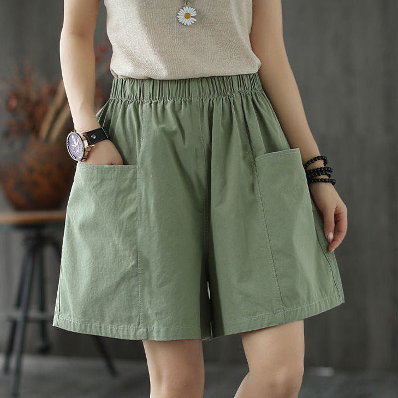 2024 Summer Women's Cotton Plus Size Pocket Shorts