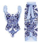 2024 Women's Backless Floral Print Swimsuit Set