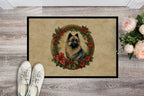 Keeshond Christmas Flowers Doormat