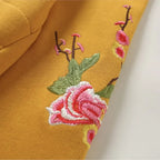 Plus Size Hoodie Pullover with Peony Embroidery for Women | Streetwear