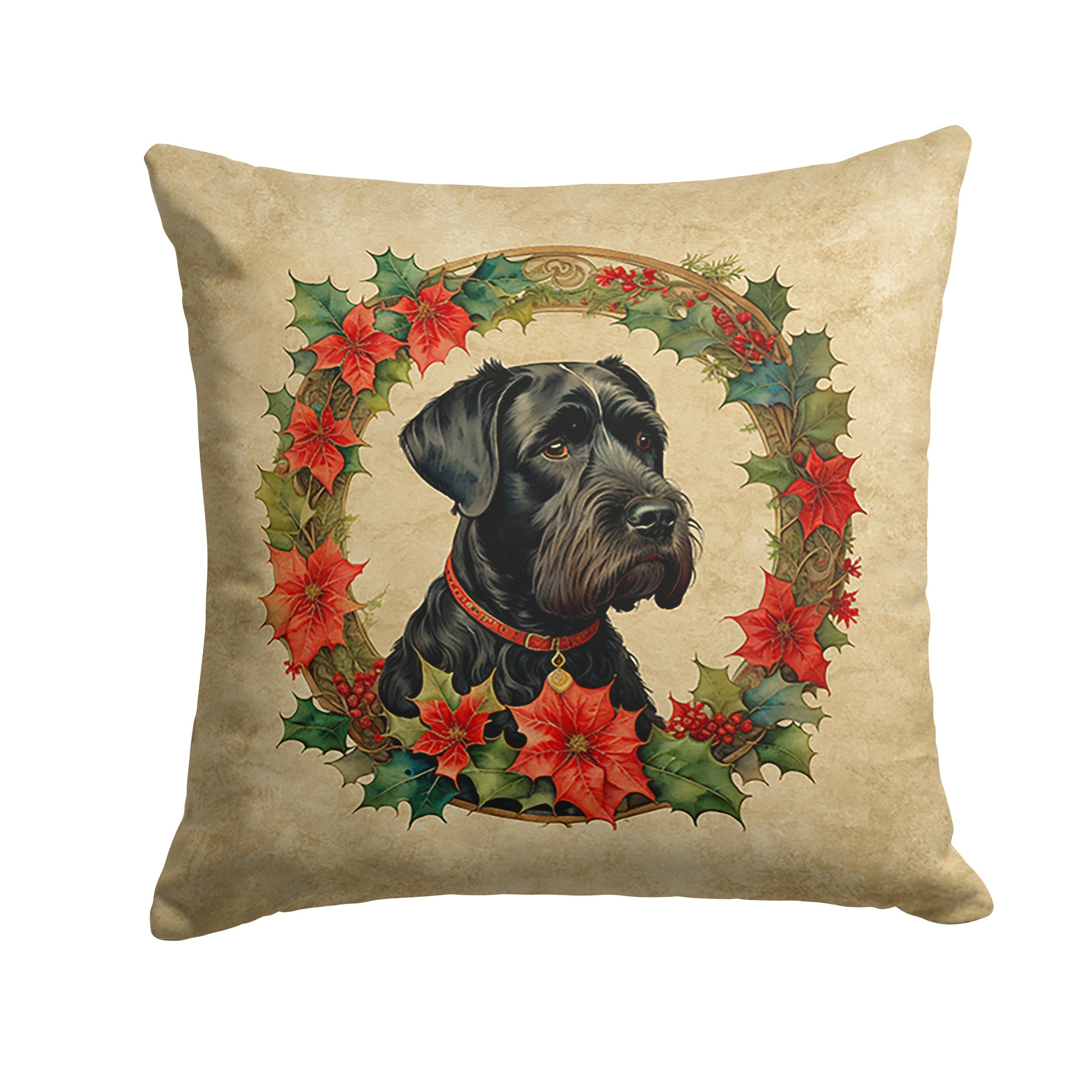 Giant Schnauzer Christmas Flowers Throw Pillow