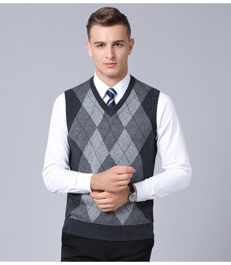 Casual Loose Vest Sweater for Dad's Outfit