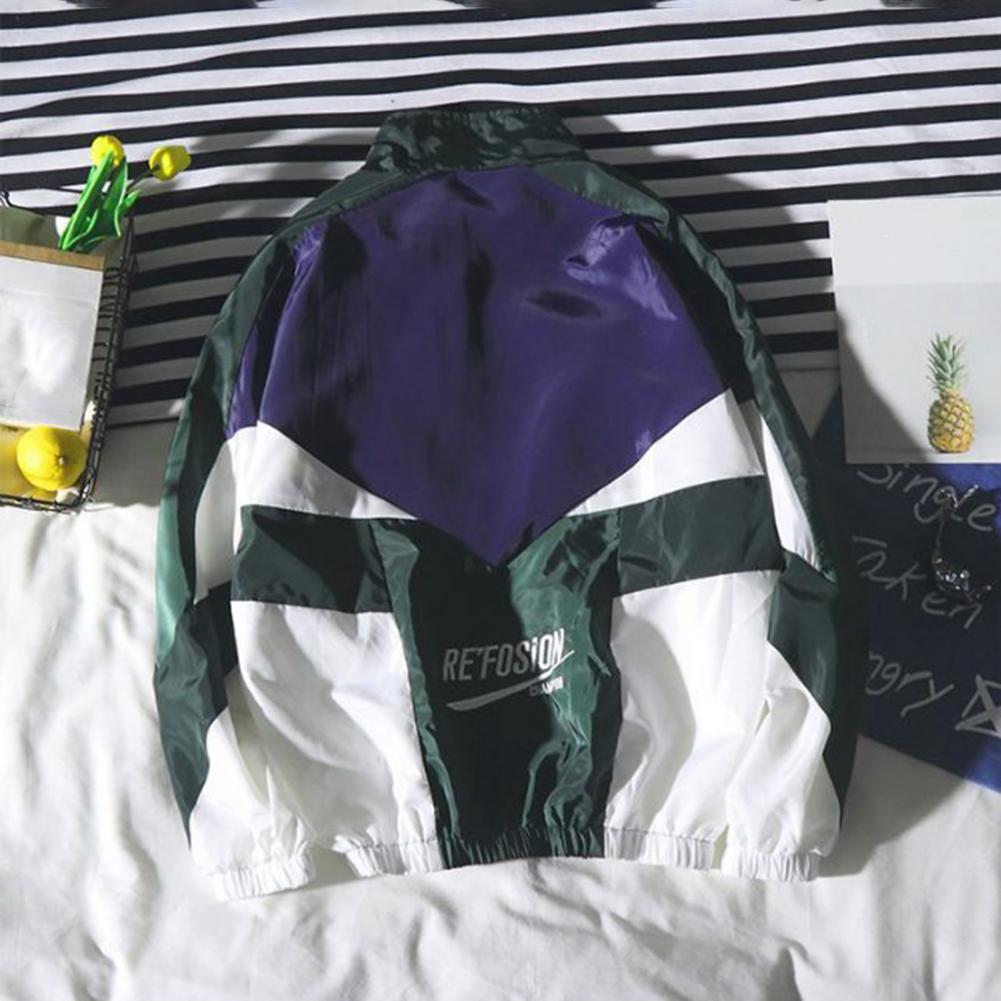 Hip Hop Patchwork Windbreaker Jacket for Men and Women