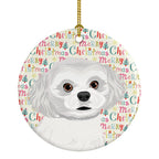 Shih-Tzu Silver and White #1 Christmas Ceramic Ornament