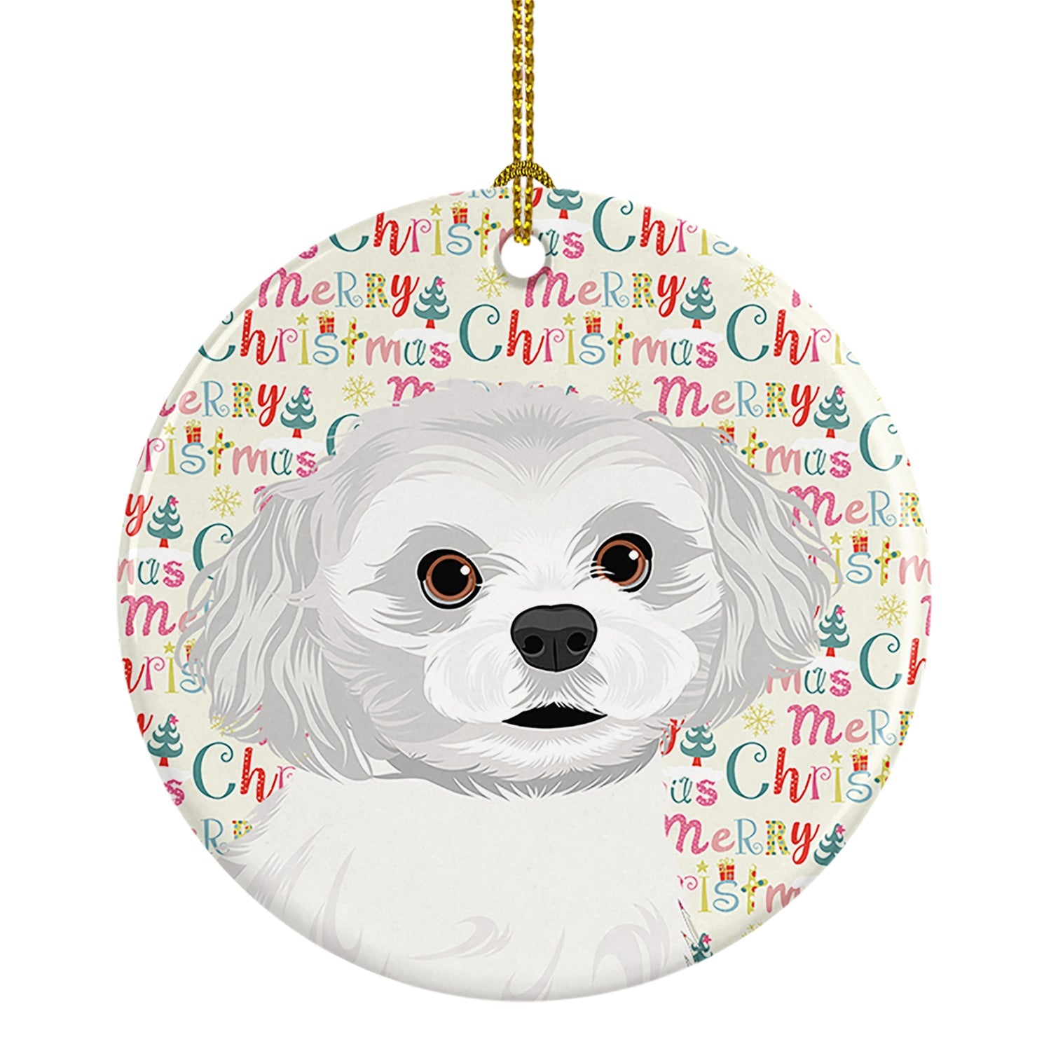 Shih-Tzu Silver and White #1 Christmas Ceramic Ornament