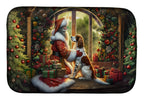 English Setter and Santa Claus Dish Drying Mat