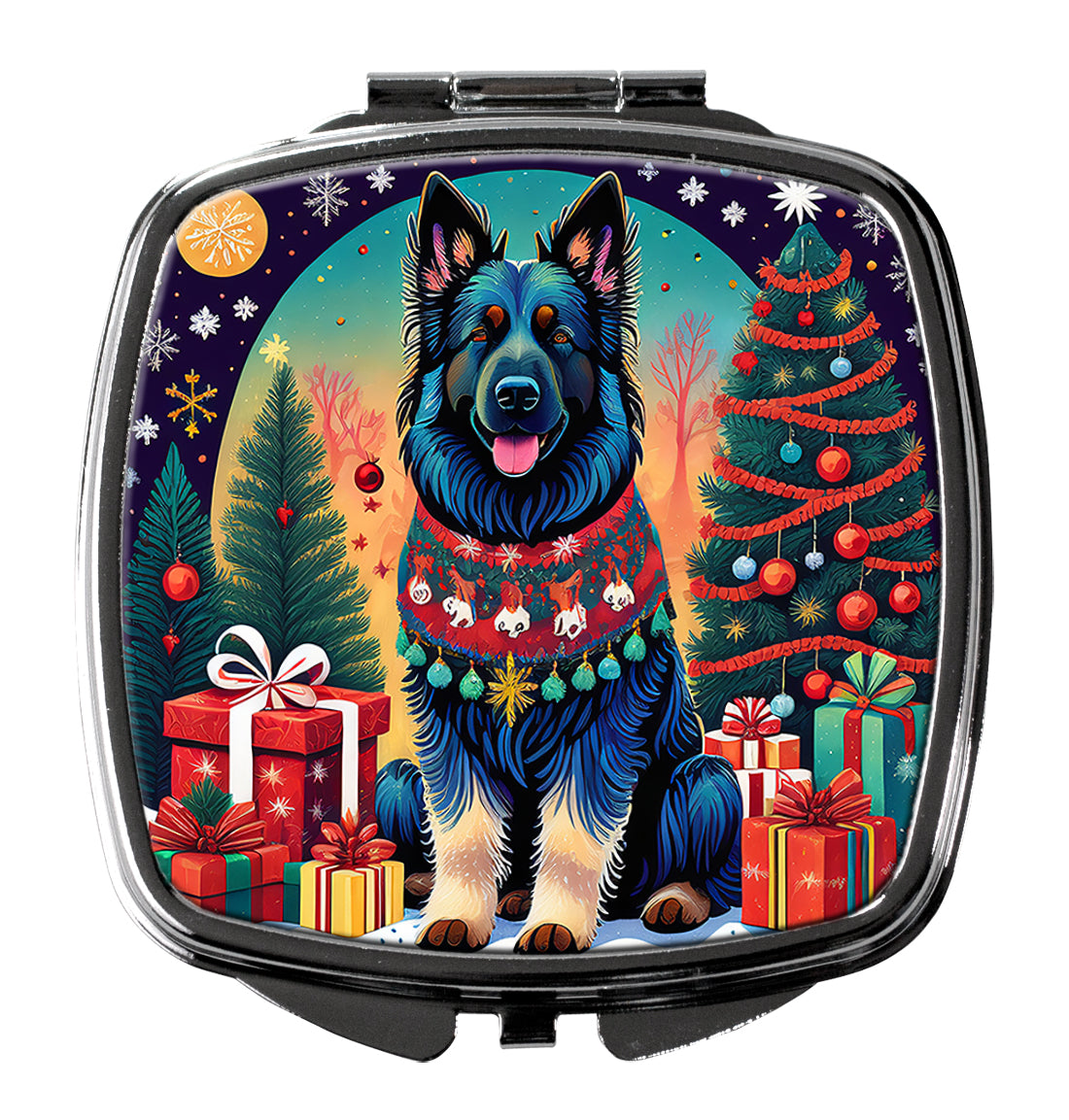 Belgian Sheepdog Christmas Compact Mirror