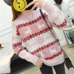 Christmas Sweater with Snowflake Reindeer Design