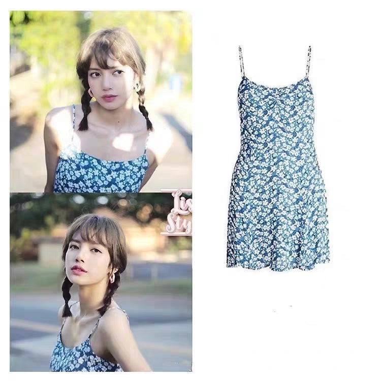 Blue Floral Cami Dress for Petite Women (Summer)
