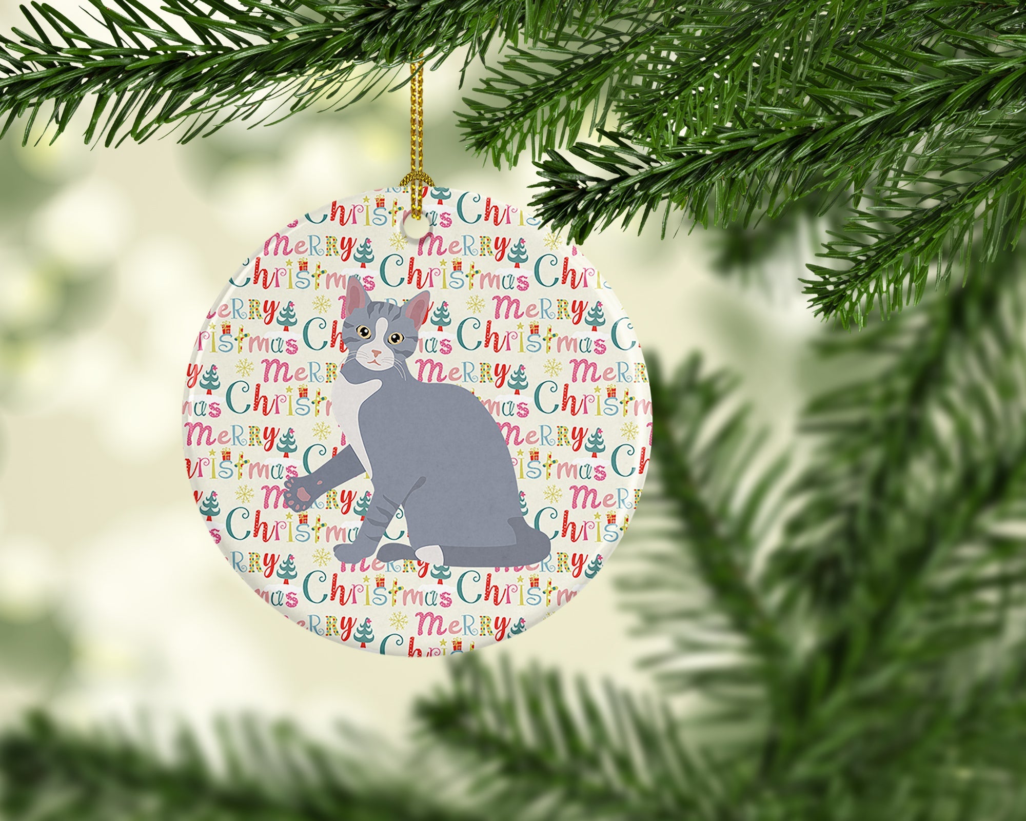 American Polydactyl #2 Cat Christmas Ceramic Ornament