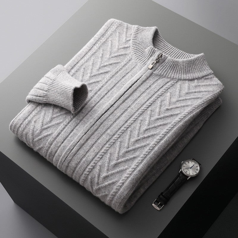 Men's Thick Half-High Collar Cardigan for Autumn/Winter
