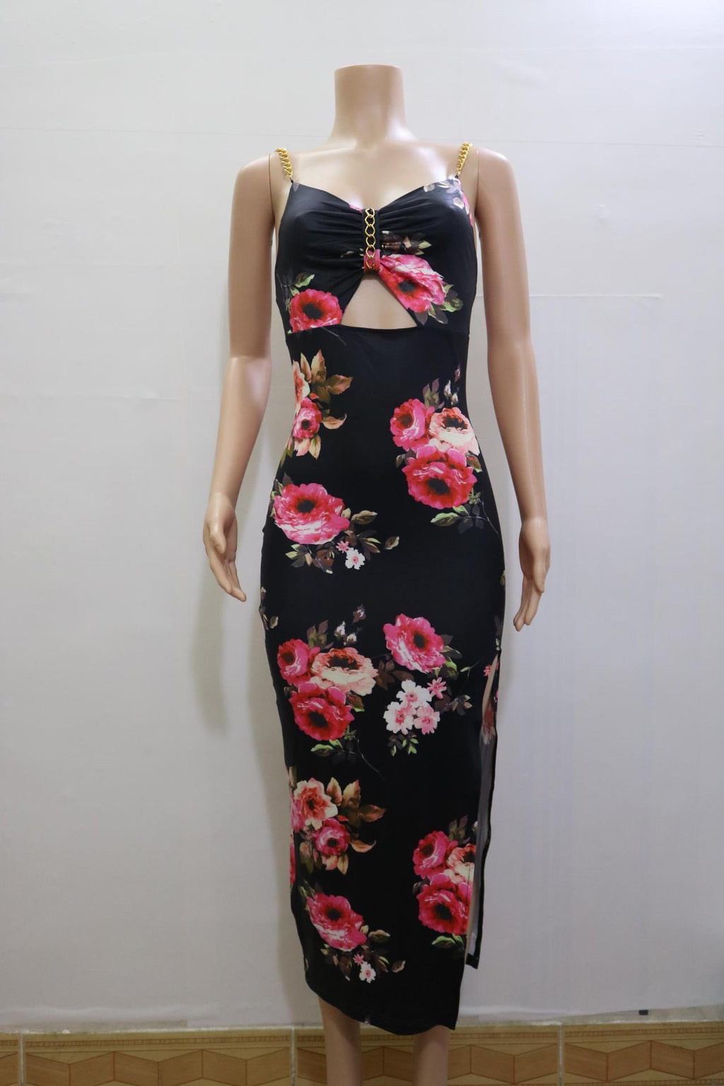 New Women's Floral Print Spaghetti-Strap Dress
