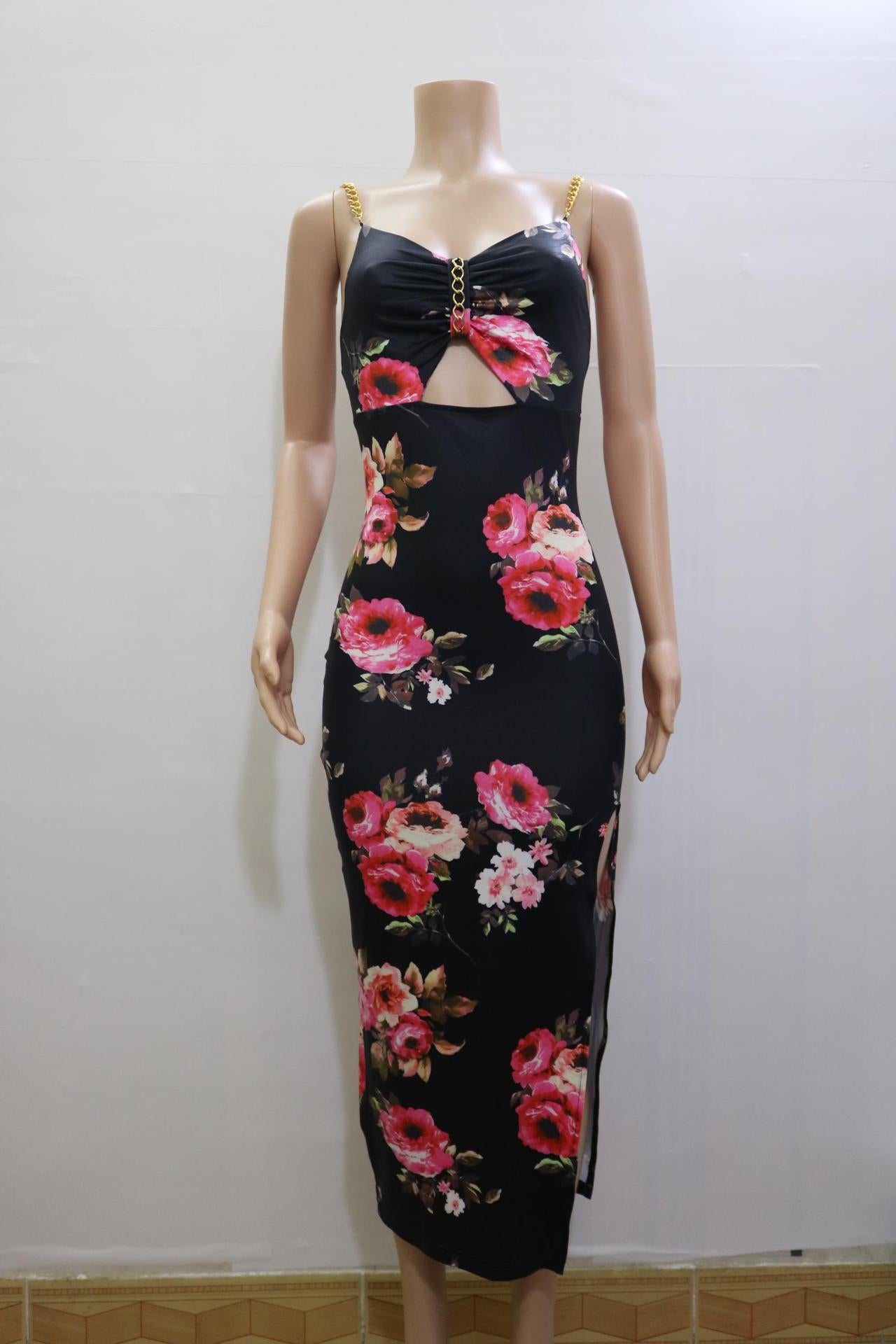 New Women's Floral Print Spaghetti-Strap Dress