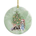 Basset Hound Christmas Presents and Tree Ceramic Ornament