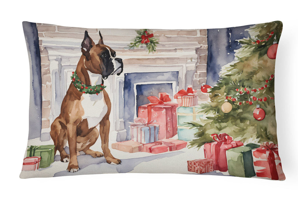 Fawn Boxer Christmas Throw Pillow