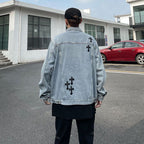 Hip-Hop Loose Embroidered Denim Jacket for Men