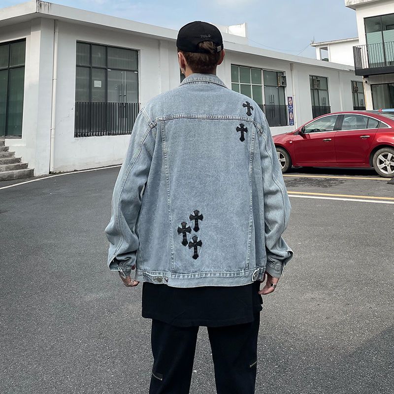 Hip-Hop Loose Embroidered Denim Jacket for Men