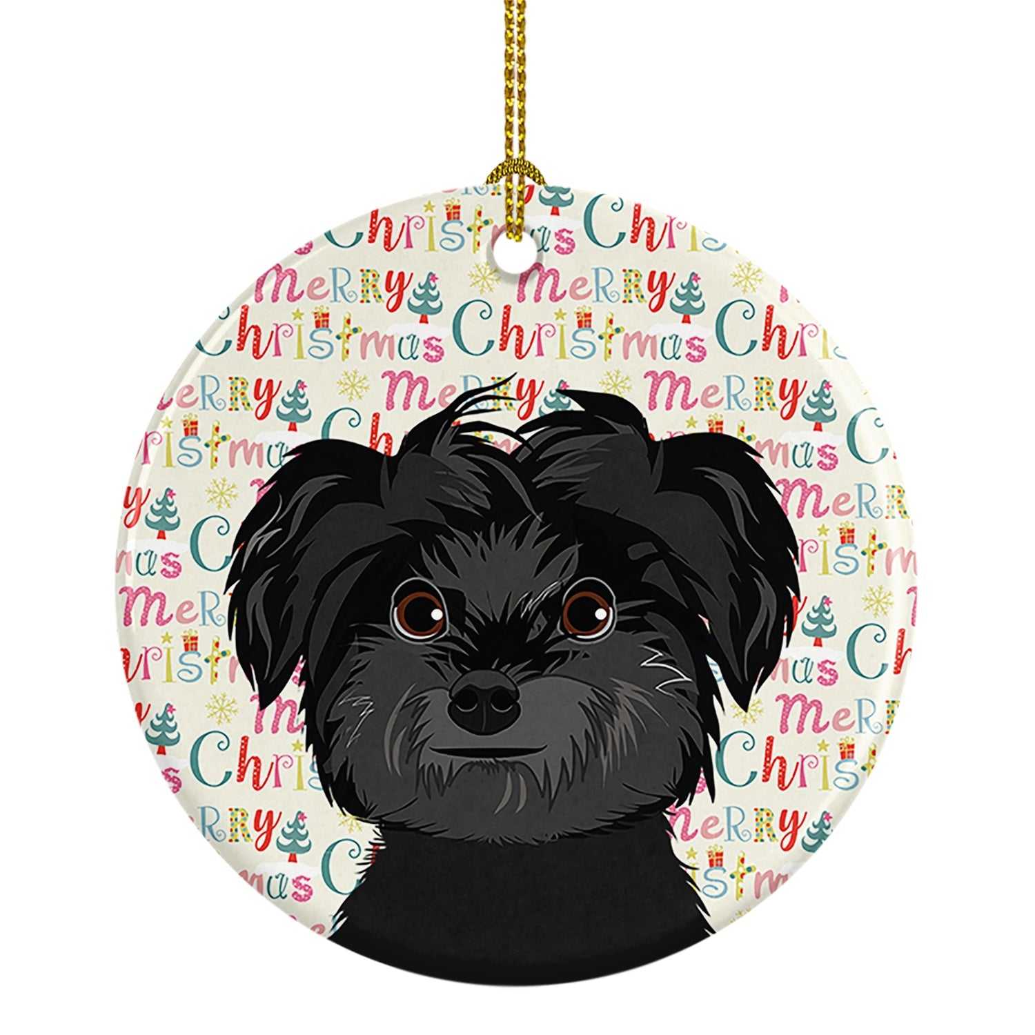 Shih-Tzu Black Christmas Ceramic Ornament