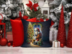 English Bulldog and Santa Claus Throw Pillow