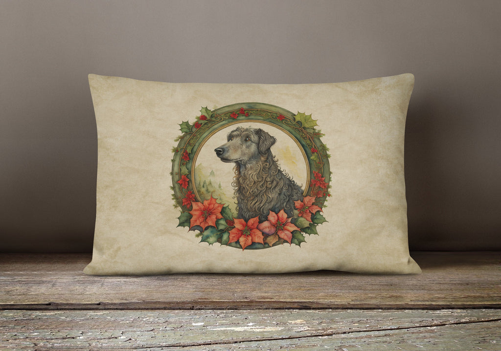 Scottish Deerhound Christmas Flowers Throw Pillow