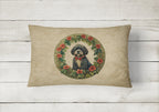 Portuguese Water Dog Christmas Flowers Throw Pillow