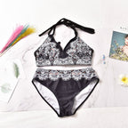 Plus Size Floral Back Tie Bikini Swimsuit for Women