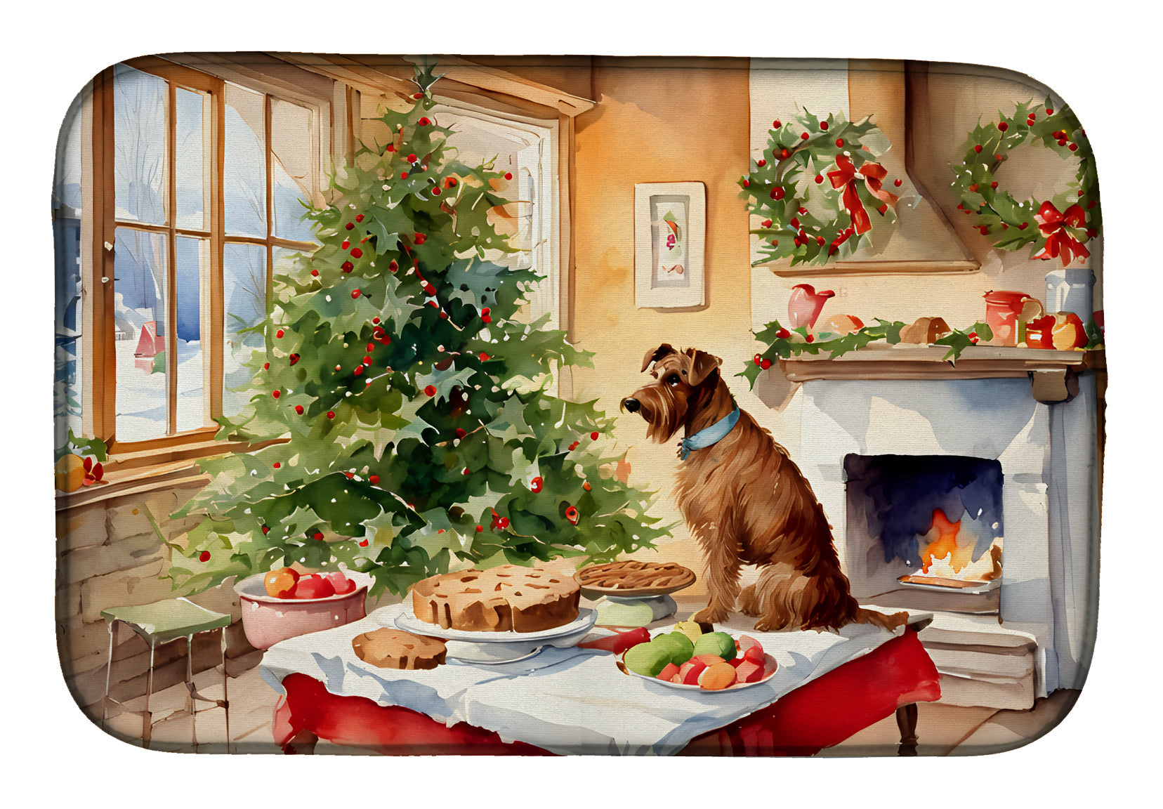 Irish Terrier Christmas Cookies Dish Drying Mat