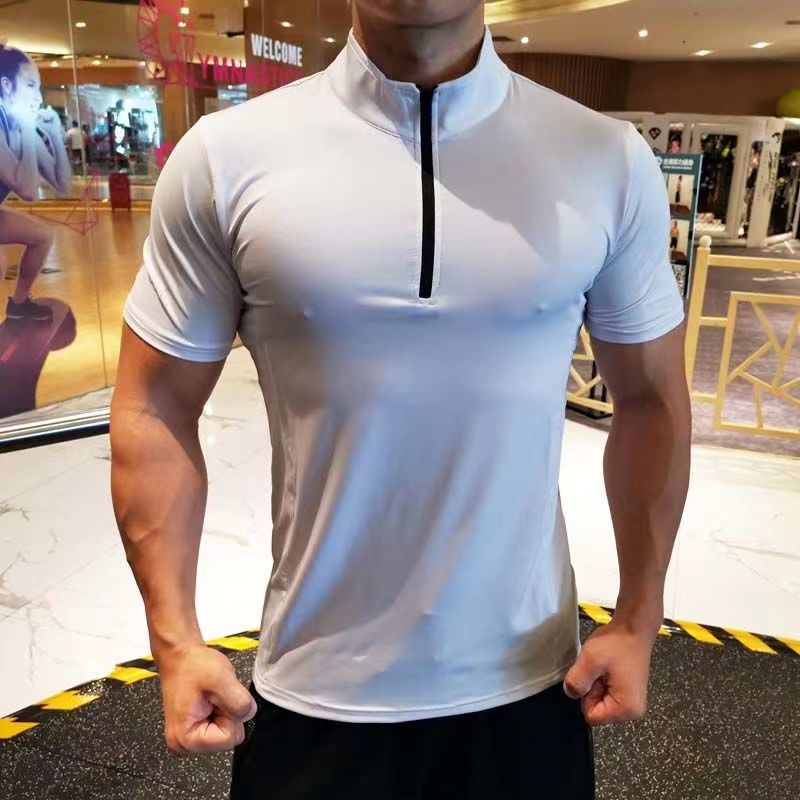 Men's High-Elastic Running Tank Top with Zipper
