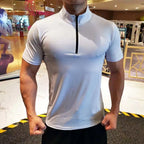 Men's High-Elastic Running Tank Top with Zipper