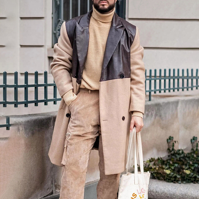 Men's Mosaic Leather Fashion Windbreaker Jacket