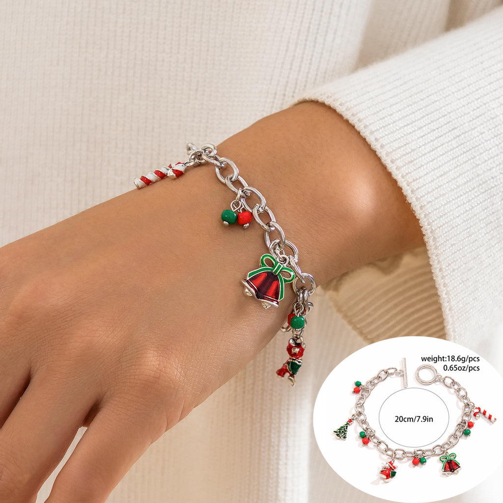Contrast Color Polymer Clay Beaded Christmas Bracelet