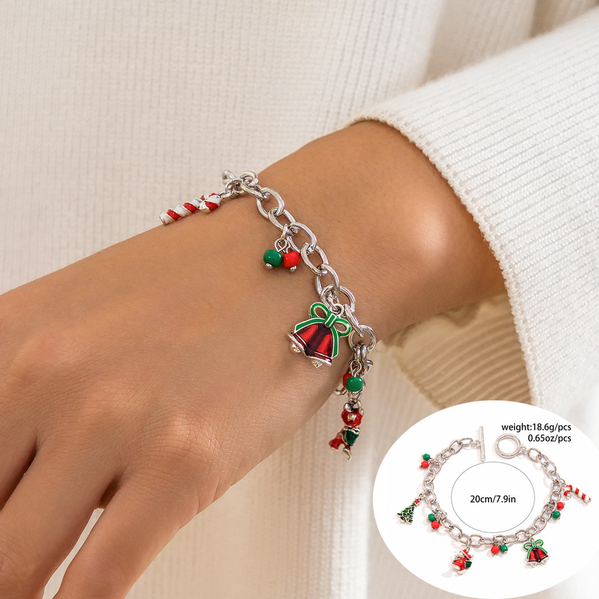 Contrast Color Polymer Clay Beaded Christmas Bracelet