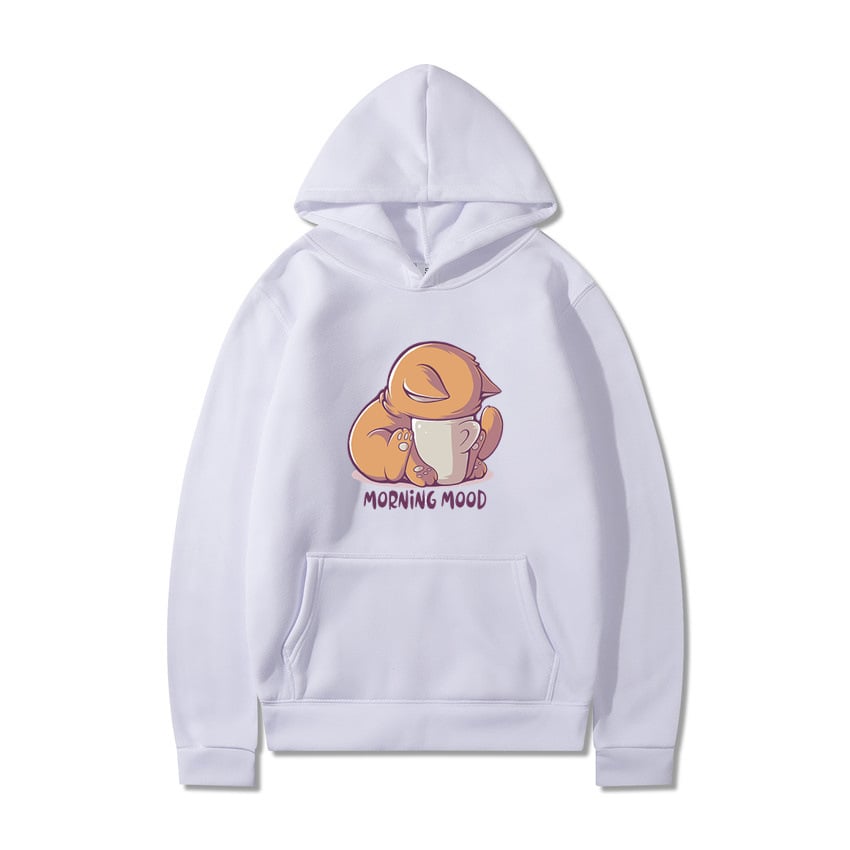 Printed Hooded Plus Fleece Sports Sweater for All