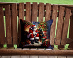 Rottweiler and Santa Claus Throw Pillow