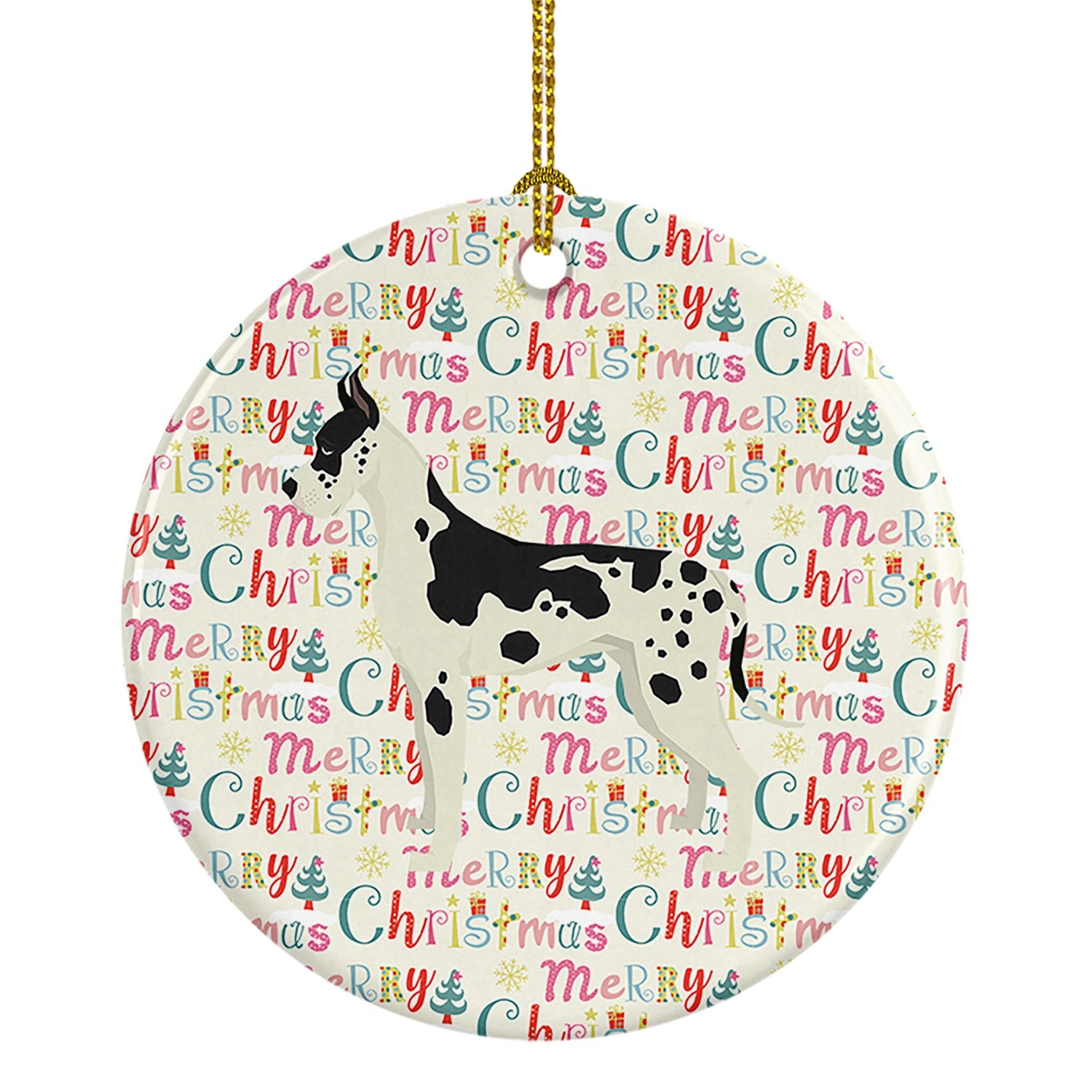 Great Dane Merry Christmas Ceramic Ornament