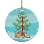 Zebra Mouse Merry Christmas Ceramic Ornament