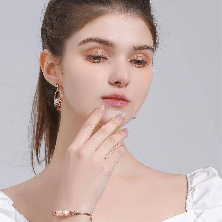 Enamel Cat and Flower Ring