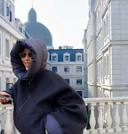 Detachable Cap Round Neck Double-sided Coat