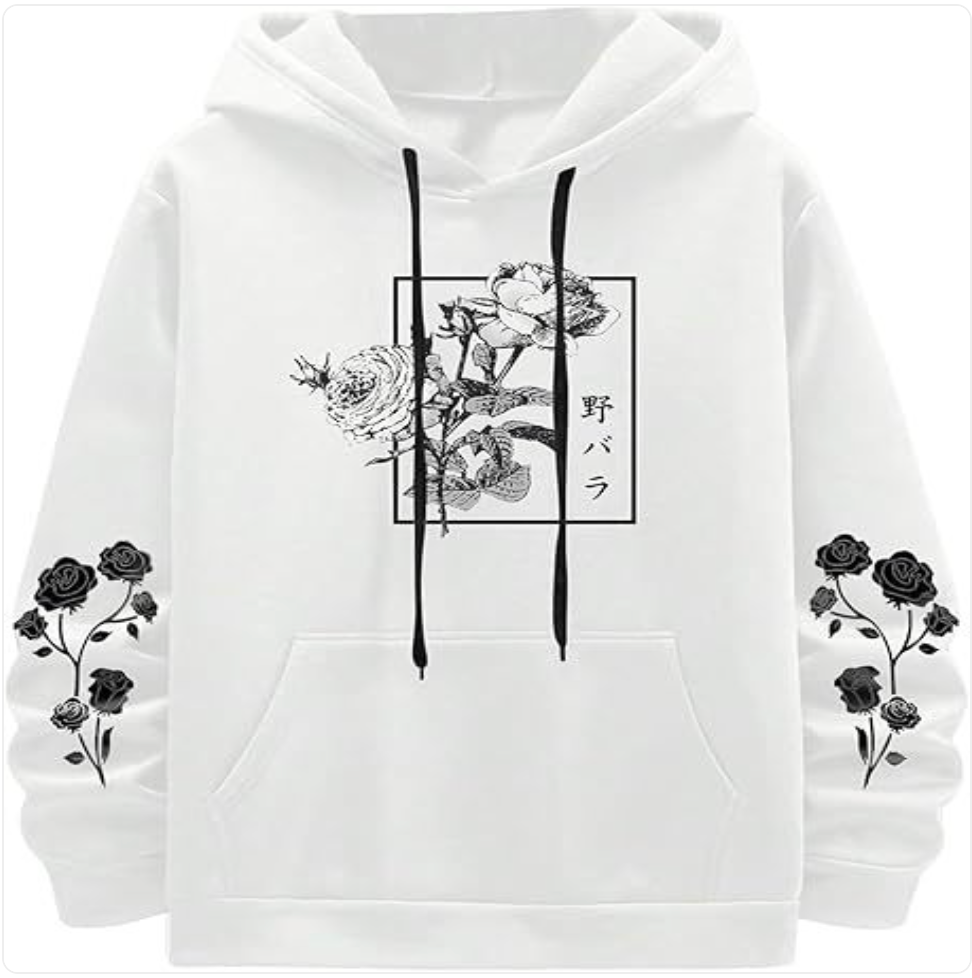 Rose Print Casual Sweatshirt | Streetwear