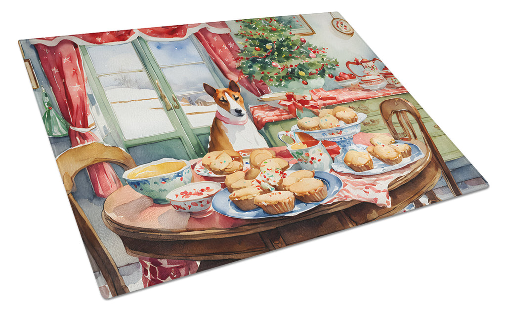 Basenji Christmas Cookies Glass Cutting Board