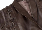 Women's Short Leather Jacket w/Belt