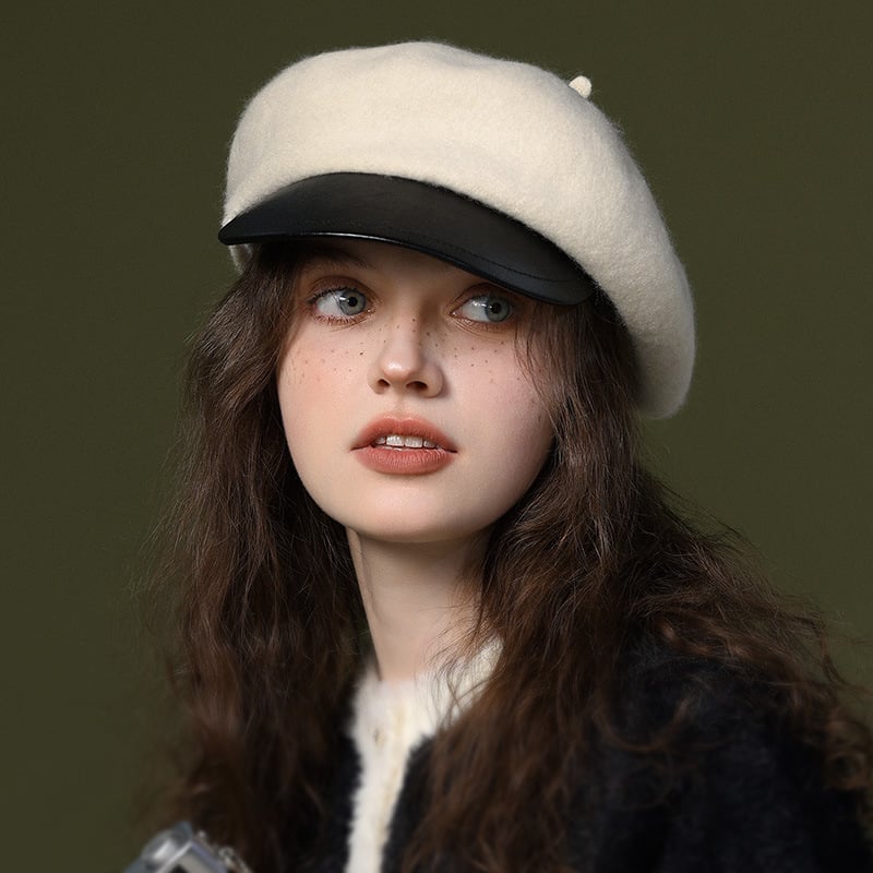 Vintage Wool Blend Women's Windproof Beret Hat | Embroidered Cap