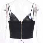 Lace-Up Crochet Bralette Camisole