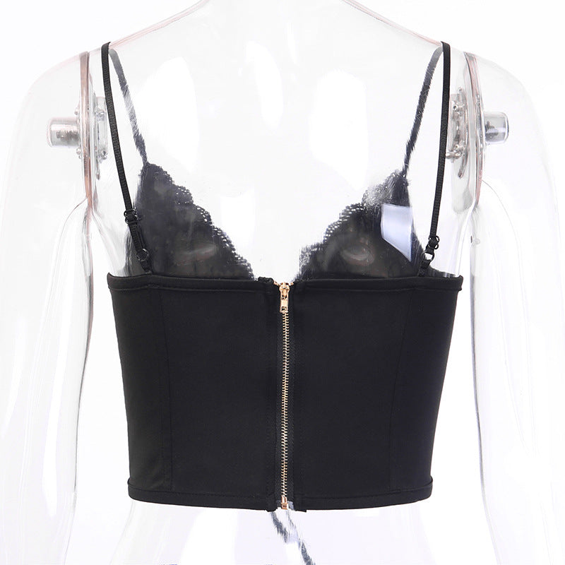 Lace-Up Crochet Bralette Camisole