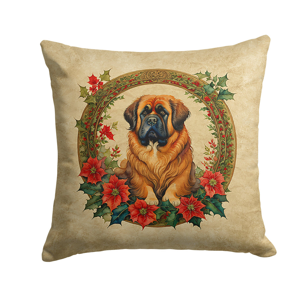 Tibetan Mastiff Christmas Flowers Throw Pillow